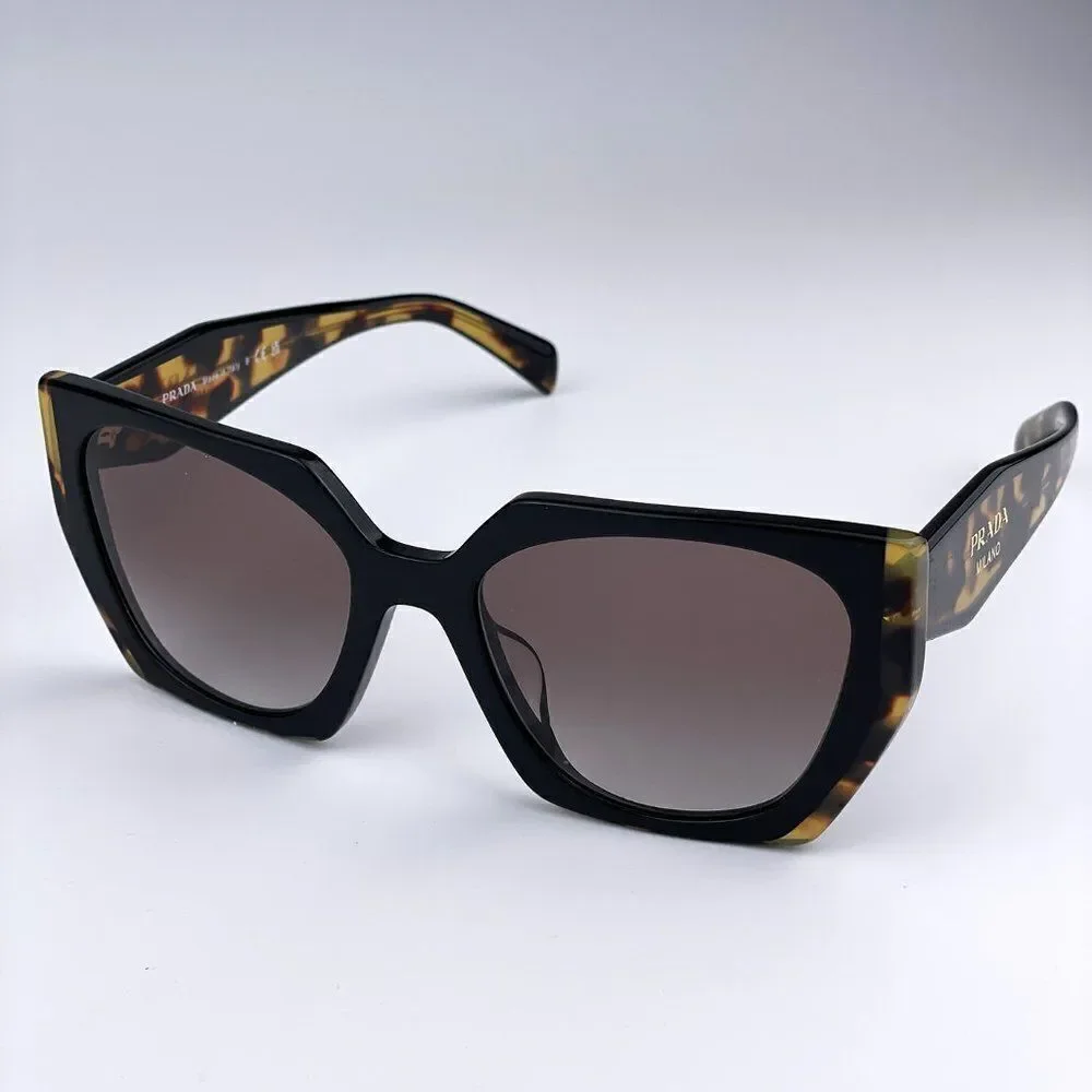 NEW Prada PR15WS 3890A7 Black Tortoise Gray Gradient Square Women Sunglasses